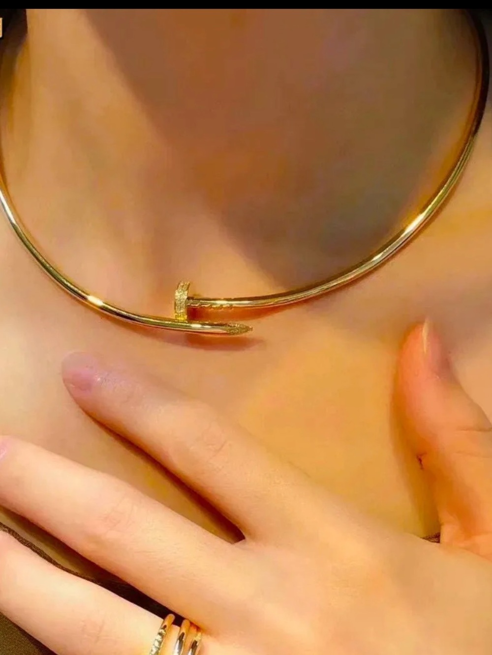 Gold Nail-Style Choker Necklace - Women's Jewelry